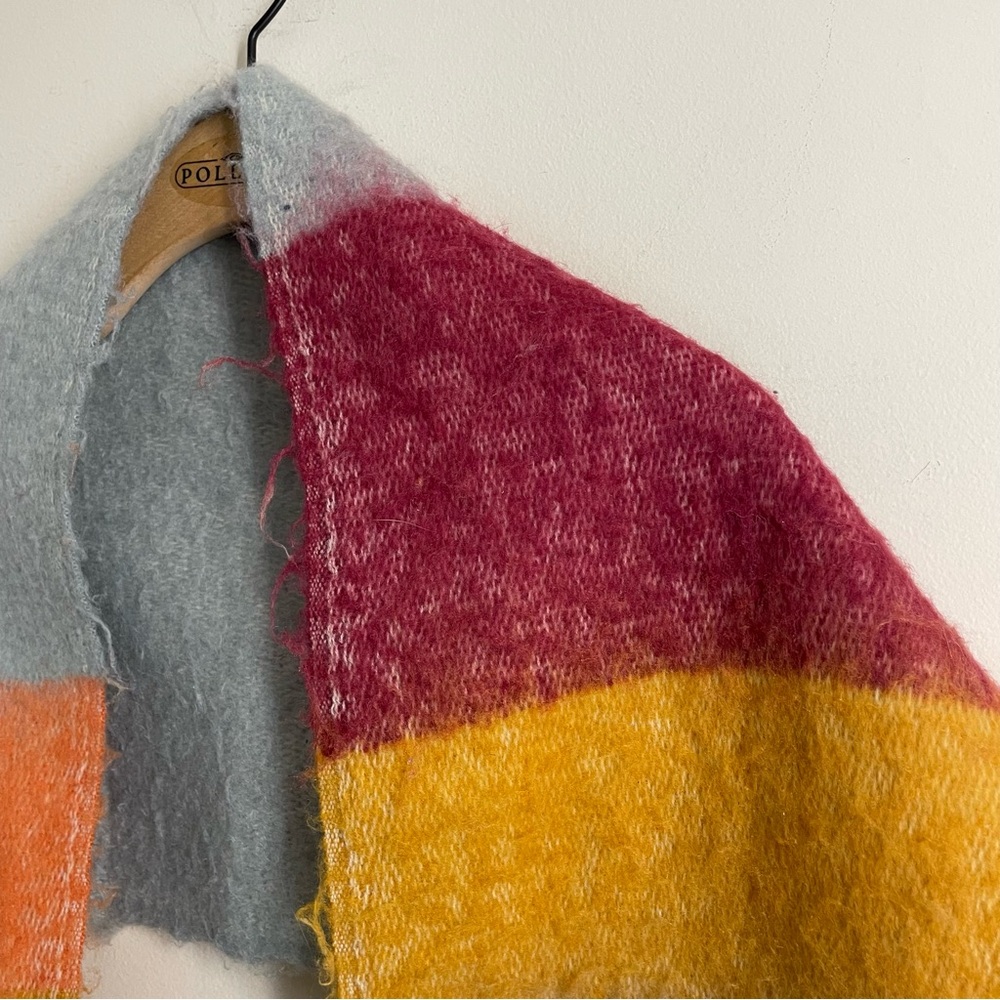 Britt’s Knits Barcelona Blanket Scarf Multicolor Color Block Fringe 80” x 14” - Picture 2 of 9